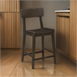 24 Inch Counter Stool Chair- Rubberwood Curved Back and Seat- Dark Gray