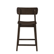 24 Inch Counter Stool Chair- Rubberwood Curved Back and Seat- Dark Gray