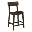 24 Inch Counter Stool Chair- Rubberwood Curved Back and Seat- Dark Gray