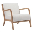 26 Inch Accent Lounge Chair- White Polyester Boucle Seat- Brown- White