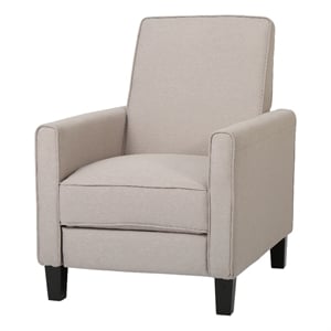 Zuca Pushback Recliner Chair- Black Wood- Premium Padded Beige Polyester