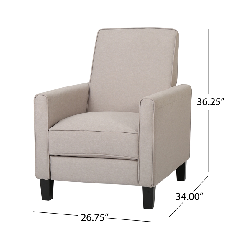Zuca Pushback Recliner Chair- Black Wood- Premium Padded Beige Polyester