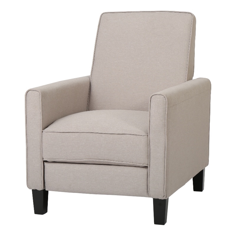 Zuca Pushback Recliner Chair- Black Wood- Premium Padded Beige Polyester