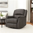 Swivel Manual Reclining Chair- Pillow Cushions- Smooth Gray Fabric