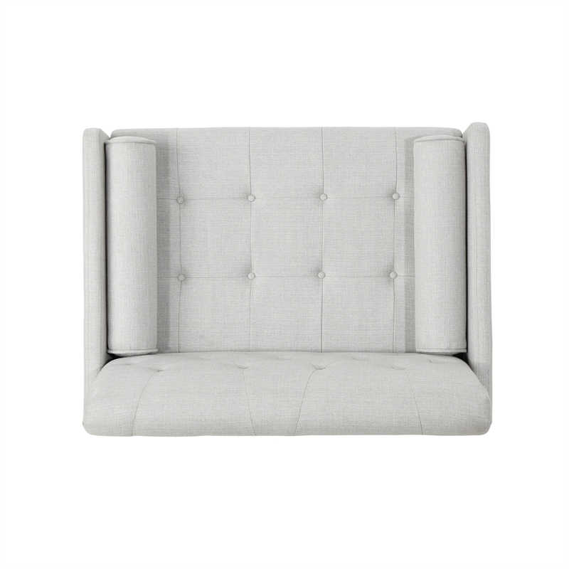 Lita Wide Accent Club Chair- Button Tufted- Gray Textured Fabric