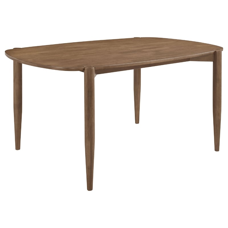 Dora 7pc Dining Table n 6 Chairs Set- Curved Scandinavian- Walnut Brown