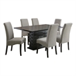 Tela 7pc Dining Table and 6 Chairs Set- Black Pedestal Base- Gray