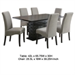 Tela 7pc Dining Table and 6 Chairs Set- Black Pedestal Base- Gray