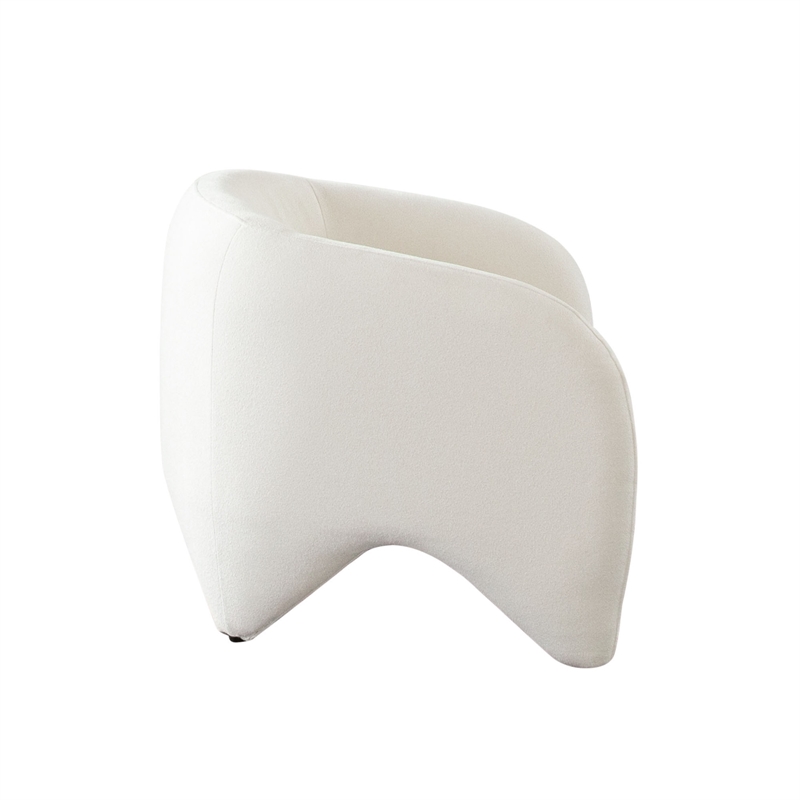 Kiol Accent Chair- 33 Inch- White Padded Polyester Curved Design