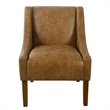 Accent Chair- Distressed Brown Faux Leather with Sloped Arms
