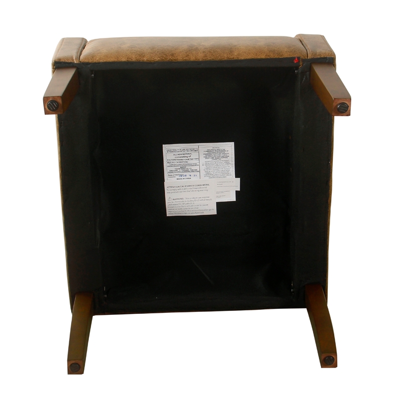 Accent Chair- Distressed Brown Faux Leather with Sloped Arms