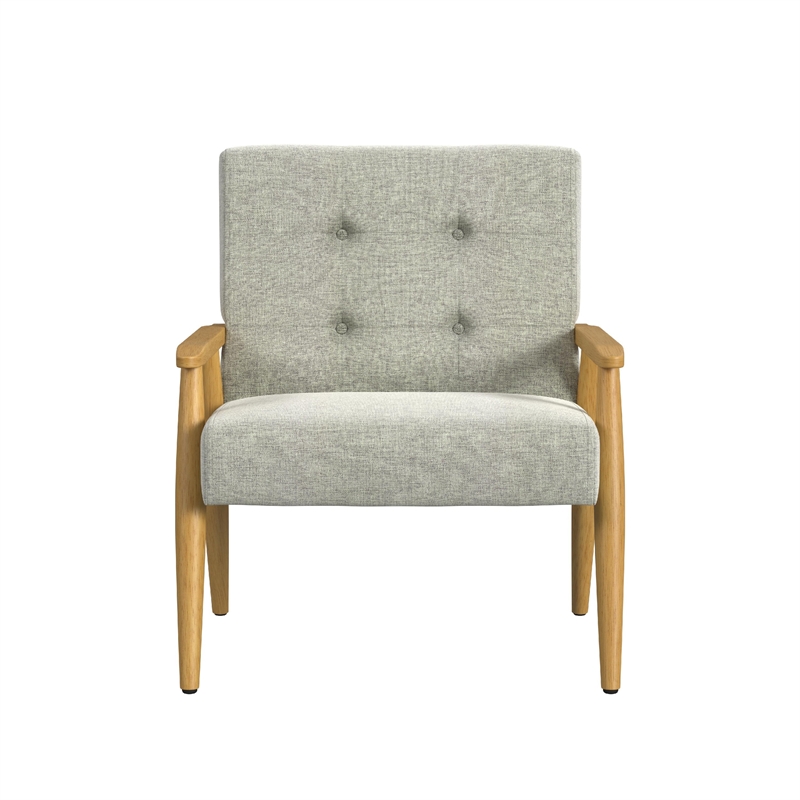 Accent Chair- Soft Light Gray Fabric Seat- Button Tufted Backrest