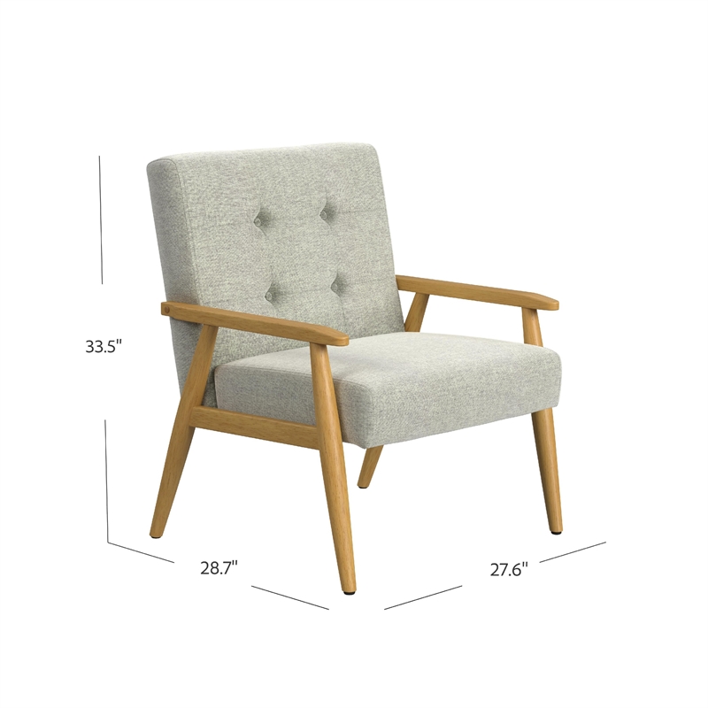 Accent Chair- Soft Light Gray Fabric Seat- Button Tufted Backrest