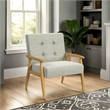 Accent Chair- Soft Light Gray Fabric Seat- Button Tufted Backrest