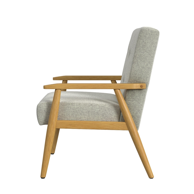 Accent Chair- Soft Light Gray Fabric Seat- Button Tufted Backrest