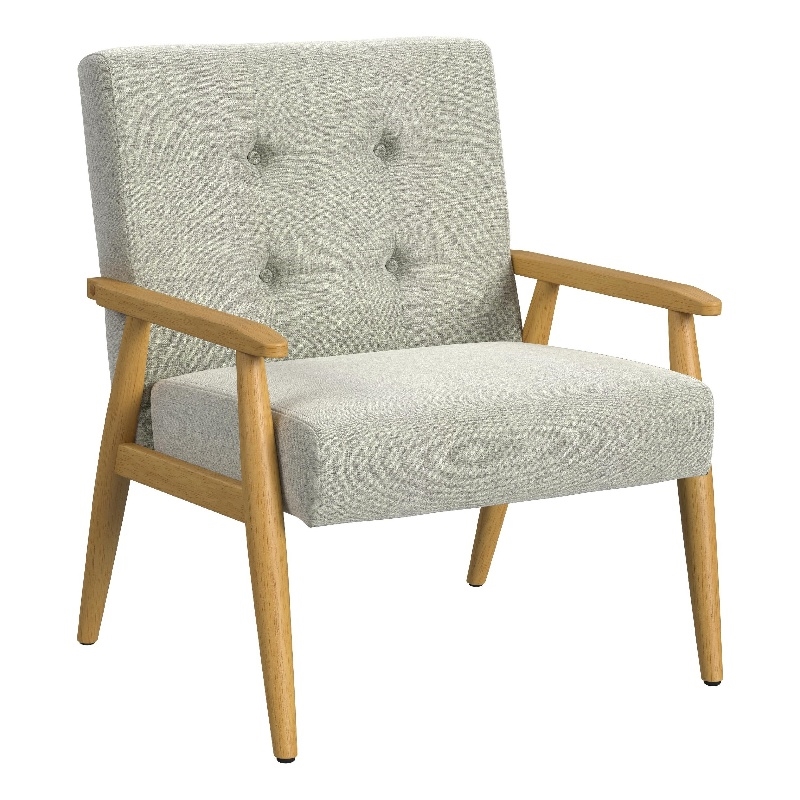 Accent Chair- Soft Light Gray Fabric Seat- Button Tufted Backrest