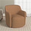 Kopi Swivel Accent Club Chair- Light Tan Brown Boucle- Curved Backrest
