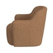 Kopi Swivel Accent Club Chair- Light Tan Brown Boucle- Curved Backrest