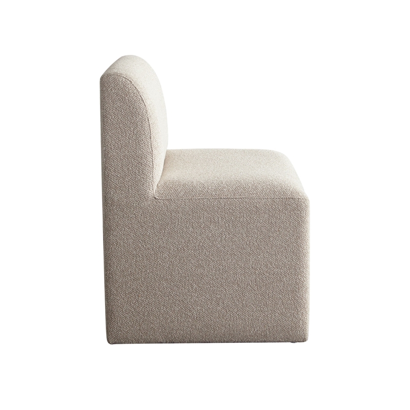 Zena Dining Side Chair- Armless Textured Wheat Brown Polyester Seat