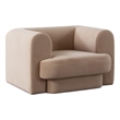 Foxo Retro Oversize Chair- Padded Camel Brown Velvet- 44 Inch Wide
