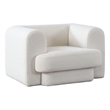 Foxo Retro Oversize Chair- Padded Ivory Velvet- 44 Inch Wide- Solid Wood