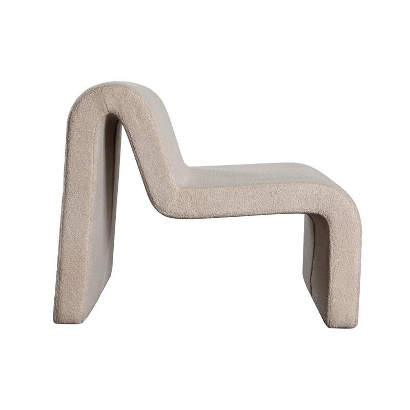 Nena Accent Chair- Armless Design- Camel Brown Looped Shearling Fabric