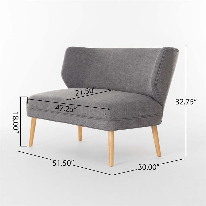 Vens Oversize Chair- Slender Wood Legs- Curved Back Gray- 52 Inch