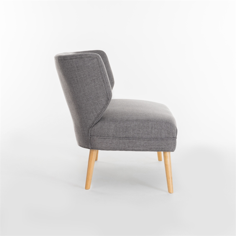 Vens Oversize Chair- Slender Wood Legs- Curved Back Gray- 52 Inch