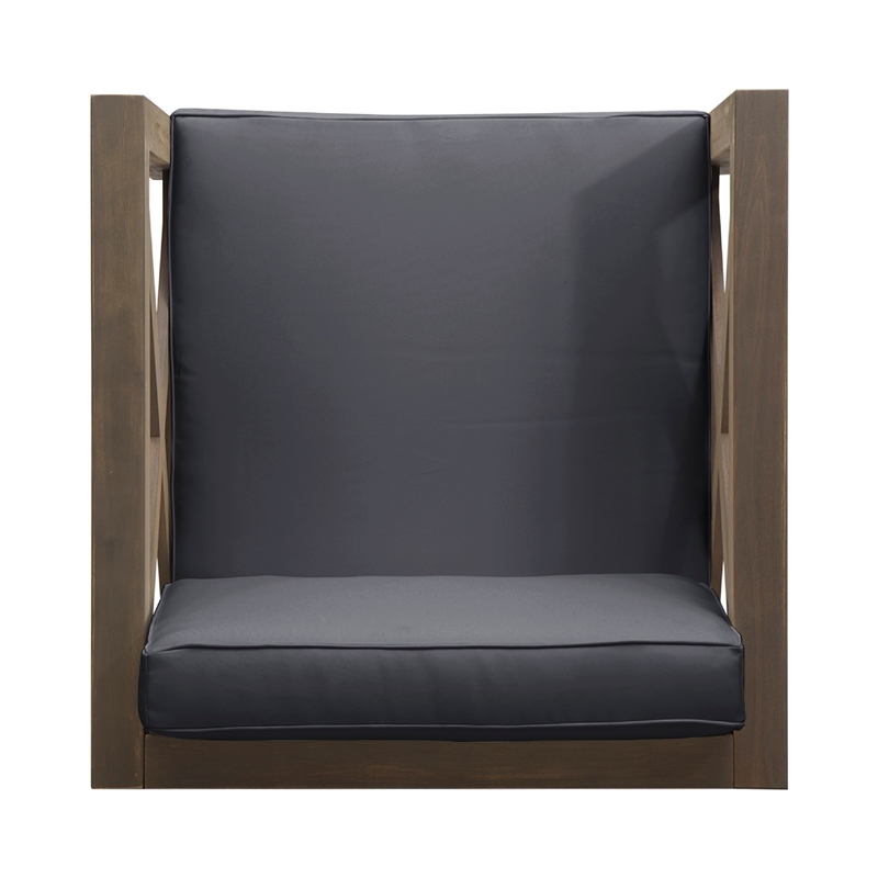 Juna Outdoor Club Chair- Charcoal Gray Water-Resistant Fabric- Acacia
