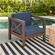 Juna Outdoor Club Chair- Charcoal Gray Water-Resistant Fabric- Acacia