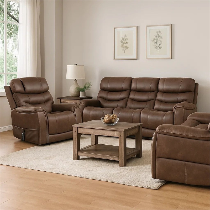 Lift Chair- Brown Fabric- Air Massage- Power Headrest- USB Charging