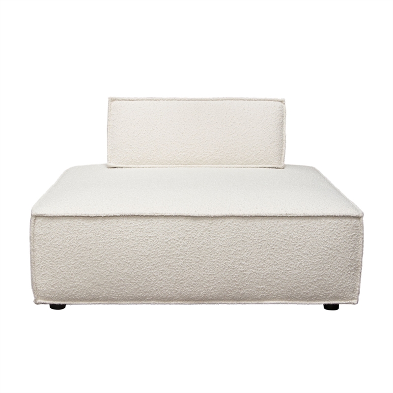 Gada Square Lounger Chair- Welt Trim Ivory Boucle- 45 Inch