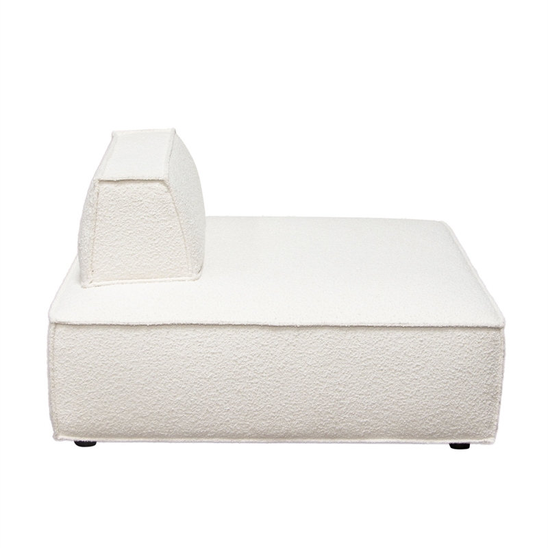 Gada Square Lounger Chair- Welt Trim Ivory Boucle- 45 Inch