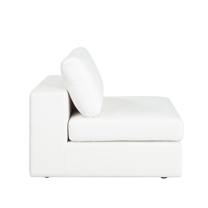 Lipi Modular Armless Chair- Plush Mist White- 41 Inch Solid Wood Frame