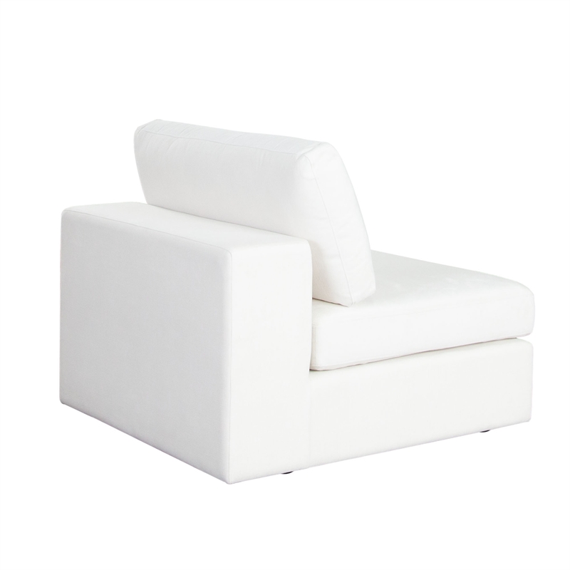 Lipi Modular Armless Chair- Plush Mist White- 41 Inch Solid Wood Frame