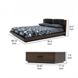 Noe Col King Size Bed with 2 Nightstands- Black Pillow Headboard- Brown