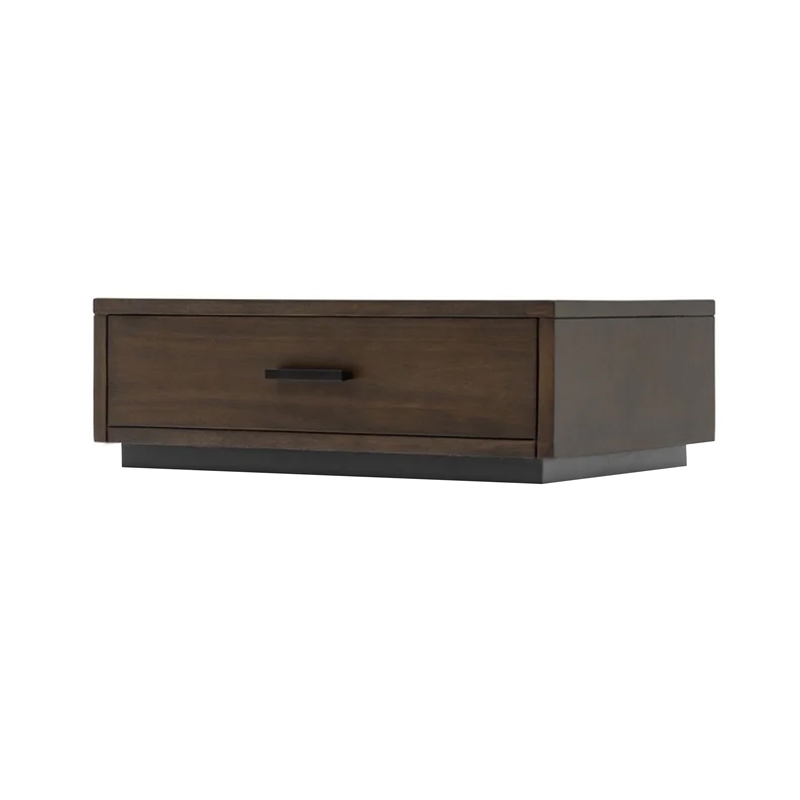 Noe Col King Size Bed with 2 Nightstands- Black Pillow Headboard- Brown