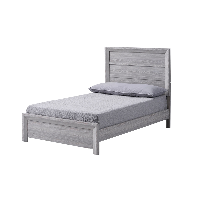 Laide Twin Bed- Panel Style Headboard- Rustic Farmhouse Driftwood Gray