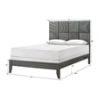 Deny Queen Size Bed w Pattern Headboard- Tapered Front Legs- Metallic Gray