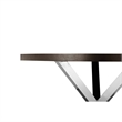 Emi 47 Inch Round Dining Table- X- Cross Brushed Steel- Dark Brown Wood