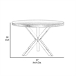 Emi 47 Inch Round Dining Table- X- Cross Brushed Steel- Walnut Brown Wood