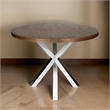 Emi 47 Inch Round Dining Table- X- Cross Brushed Steel- Walnut Brown Wood