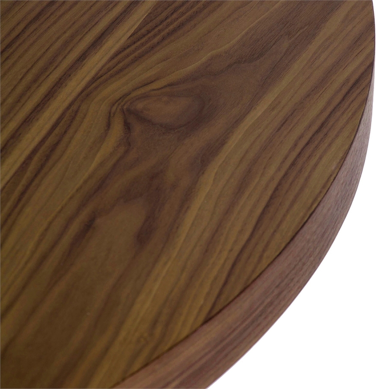 Emi 47 Inch Round Dining Table- X- Cross Brushed Steel- Walnut Brown Wood