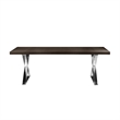 Rix 87 Inch Dining Table- Espresso Brown Wood Top- X Chrome Steel Legs