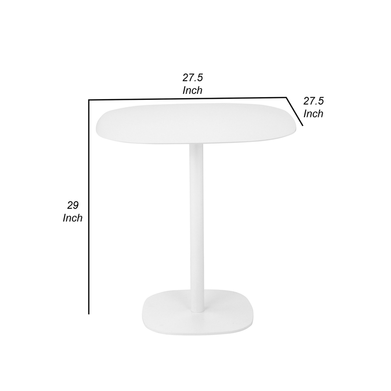Liki 28 Inch Bistro Dining Table- Round Top and Base- Modern White Metal