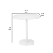Liki 28 Inch Bistro Dining Table- Round Top and Base- Modern White Metal