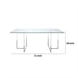 Nisa 71 Inch Dining Table- Tempered Glass Rectangular Top- Chrome Metal