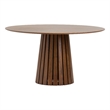 Cid Xeu 54 Inch Dining Table- Round Walnut Veneer- Slatted Pedestal Base