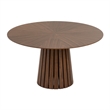 Cid Xeu 54 Inch Dining Table- Round Walnut Veneer- Slatted Pedestal Base
