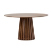 Cid Xeu 54 Inch Dining Table- Round Walnut Veneer- Slatted Pedestal Base